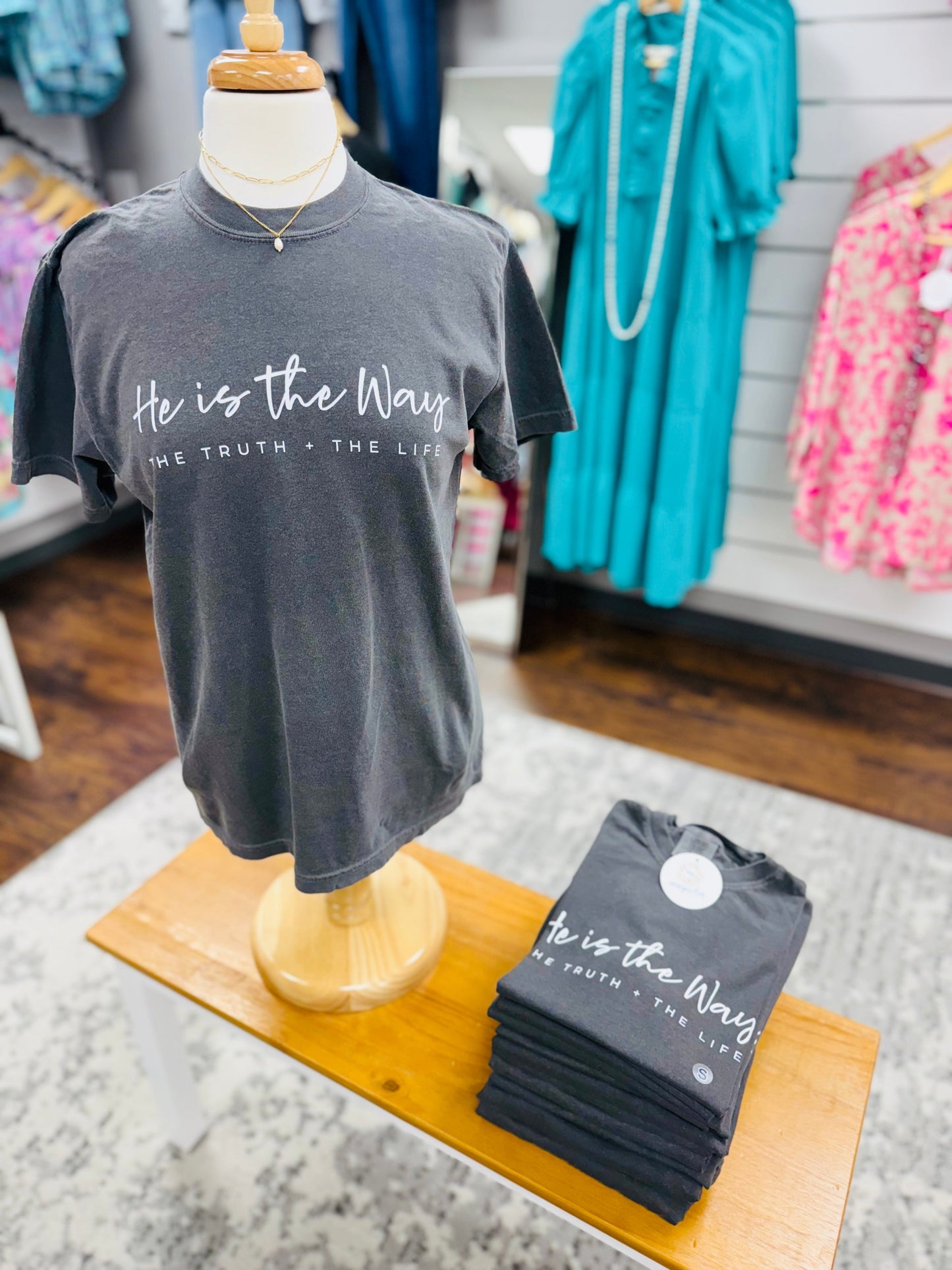 Comfort Colors Charcoal He Is The Way Tee
