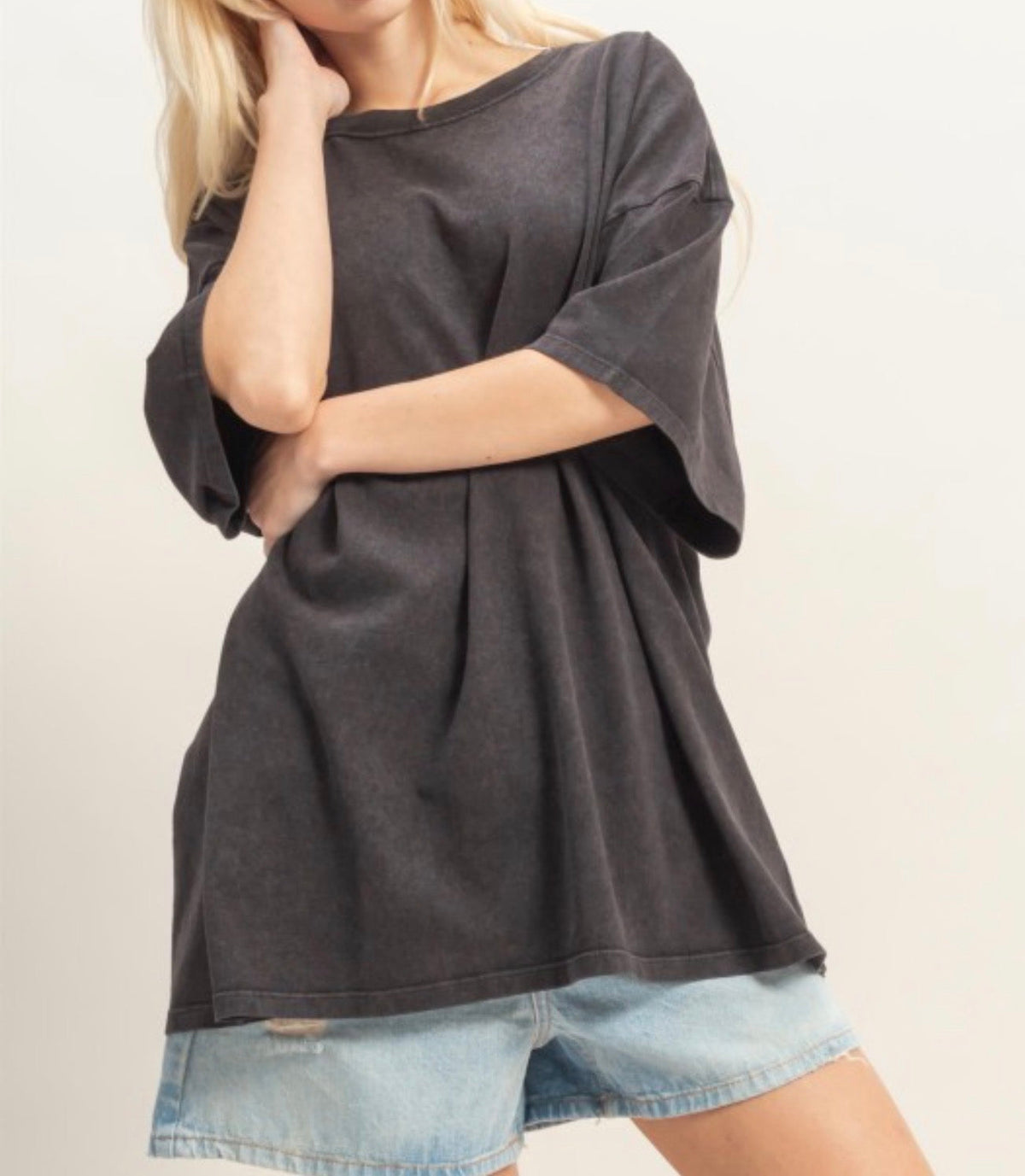 Oversized Mineral Wash Tee Black