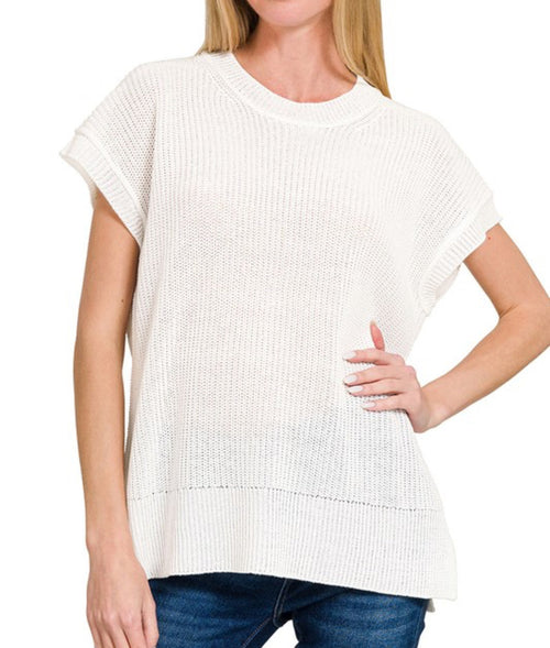 Crew Neck Sweater Vest Ivory