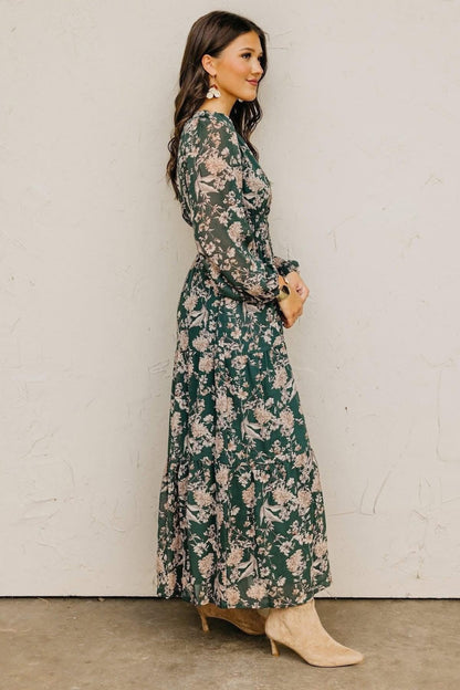 Stevie Dark Green Floral Dress