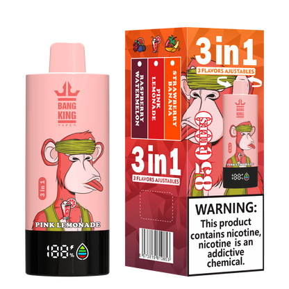 Bang King 85000 85k Puffs 3 in 1 Flavors Newest Original Rechargeable LCD Display Disposable Vape