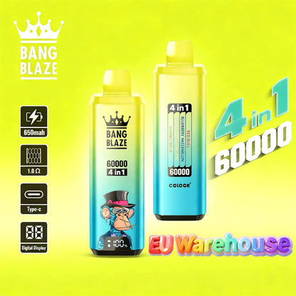 Bang Blaze 60000 60k Puffs 4 in 1 Flavors LED Display Disposable Vape EU Warehouse