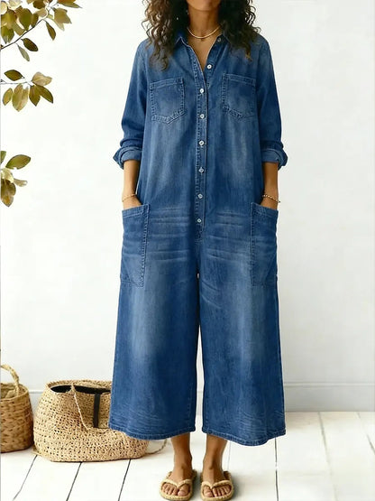 Aminta - Denim Wide Leg Jumpsuit