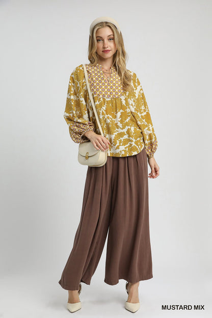UMGEE Abstract Floral Top Mustard Mix