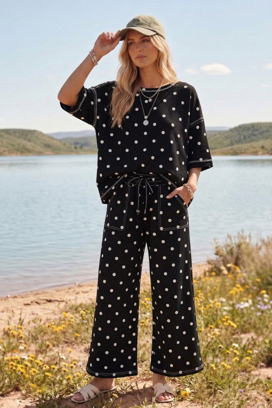Polka Dot Scuba 2PC Lounge SET Black
