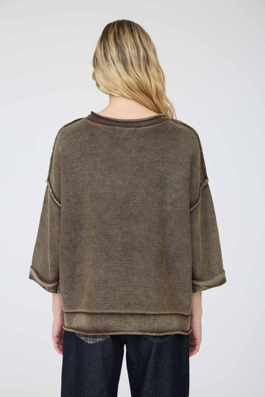 Mineral Washed Everything Sweater Chocolate