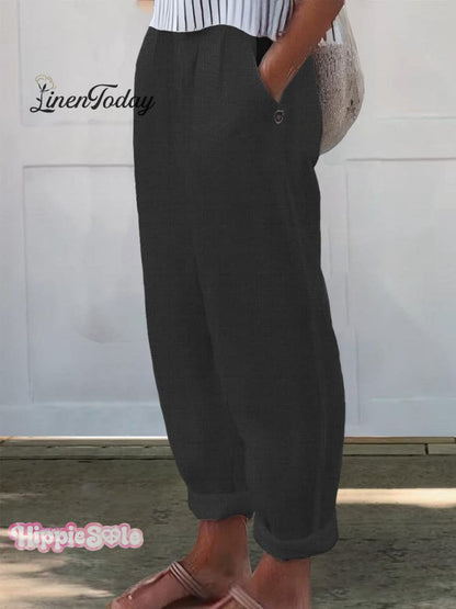 Women's Printed Cotton And Linen Casual Pants