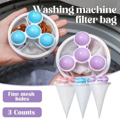 🔥 BUY 3 & SAVE 30%! 🧺🧦 3-Pack Washing Machine Filter Bags ✨ Reusable Lint & Hair Catcher for Cleaner Laundry