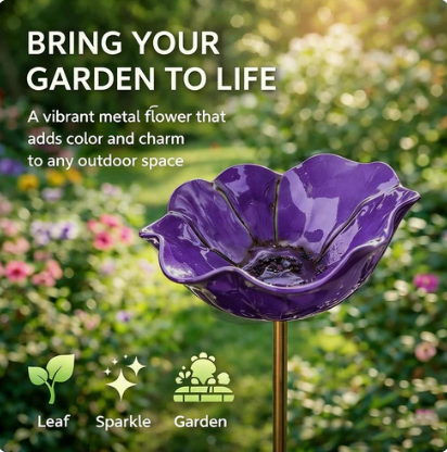 🌺Handmade Metal Flower Garden Stake🐦