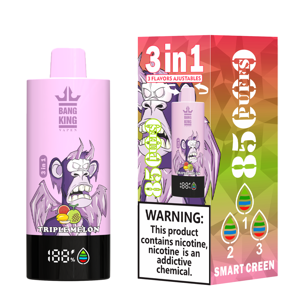 Bang King 85000 85k Puffs 3 in 1 Flavors Newest Original Rechargeable LCD Display Disposable Vape