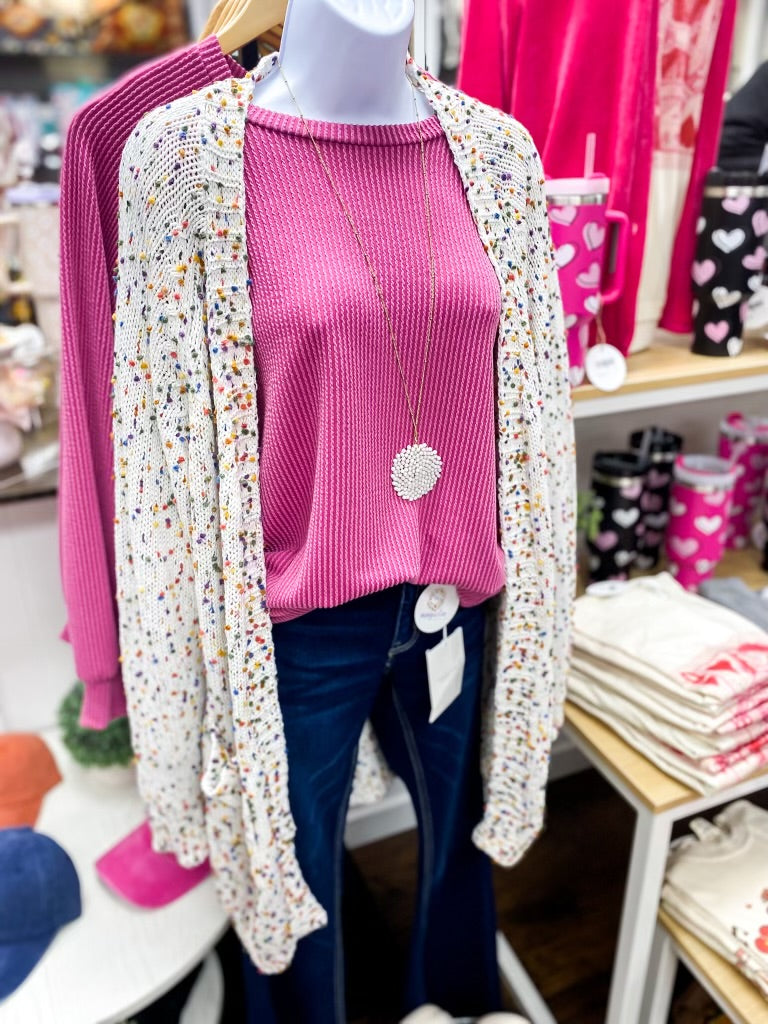 Ivory Cream Confetti Confetti Cardigan
