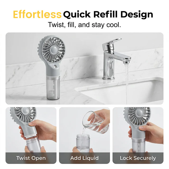 🏖️❄️ 50% OFF TODAY! 💦 Portable Handheld Mist Cooling Fan ✨ Instant Cooling Relief for Hot Summer Days, Travel & Outdoor Activities