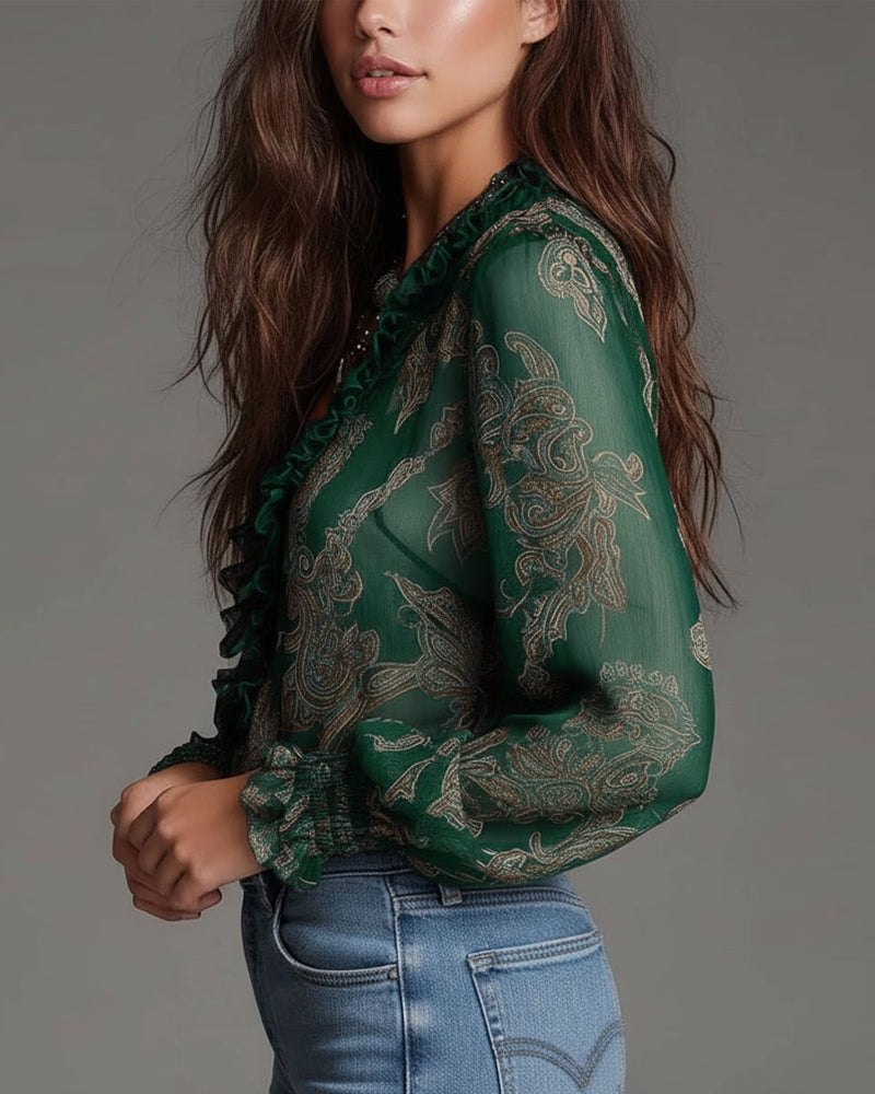 Norina - Soft-Touch V-Neck Blouse
