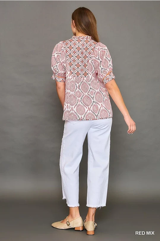 UMGEE Boho Mixed Print Top