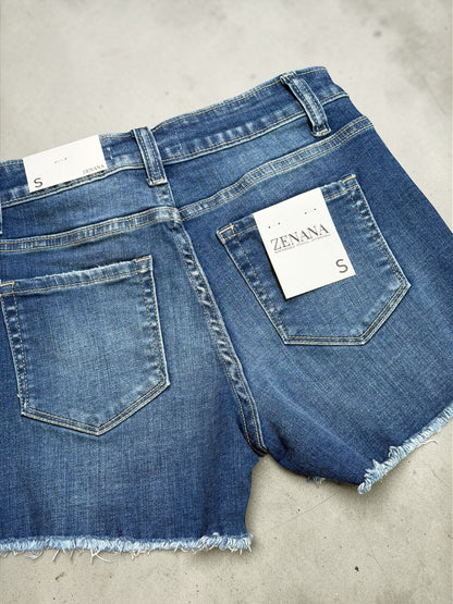 Zenana Ellie Frayed Hem Shorts