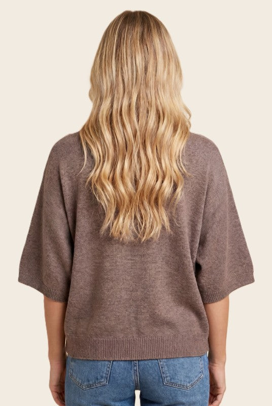 Elbow Sleeve Solid Sweater Light Mocha