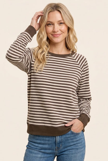 Cocoa & Cream Soft Knit Stripe Top