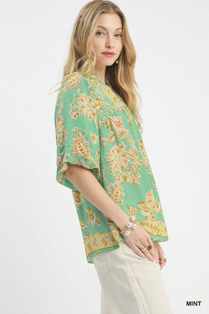 UMGEE Mint Floral Top
