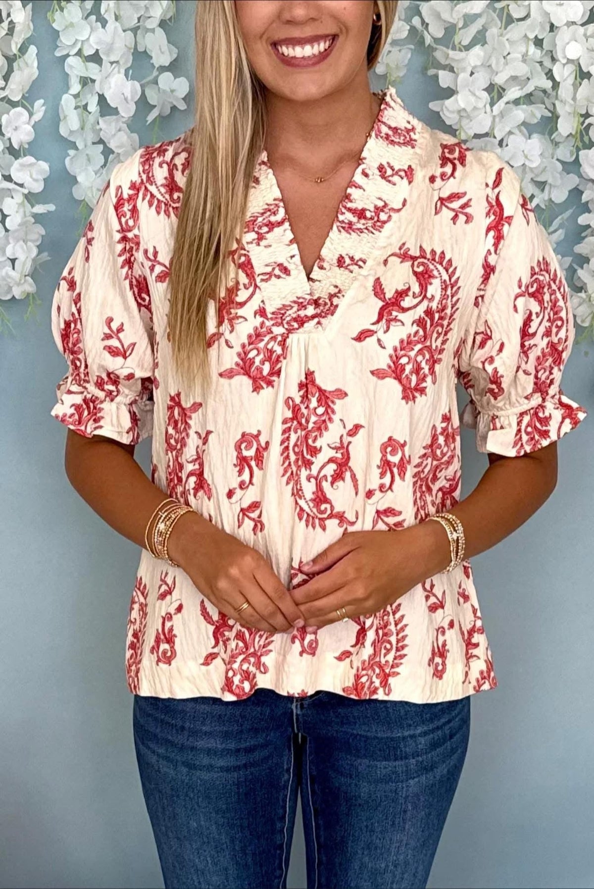 UMGEE Paris Paisley Top Red Mix