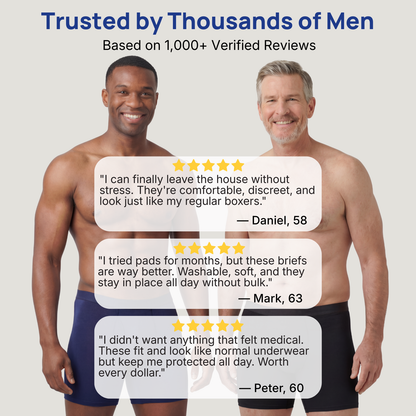 🔥 BUY 1 GET 1 FREE! 💙 Men’s Ultra-Absorbent Incontinence Boxer Briefs ✨ Comfortable Fit, Discreet Protection & All-Day Confidence