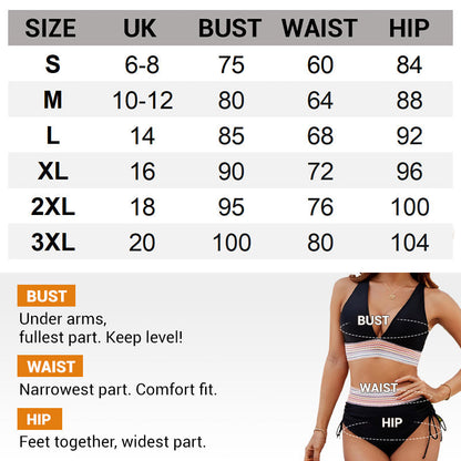 🔥 Hot Sale! High Waisted Tummy Control Bikini Set 🌴 Color Block Summer Swimwear ✨ Flattering & Trendy