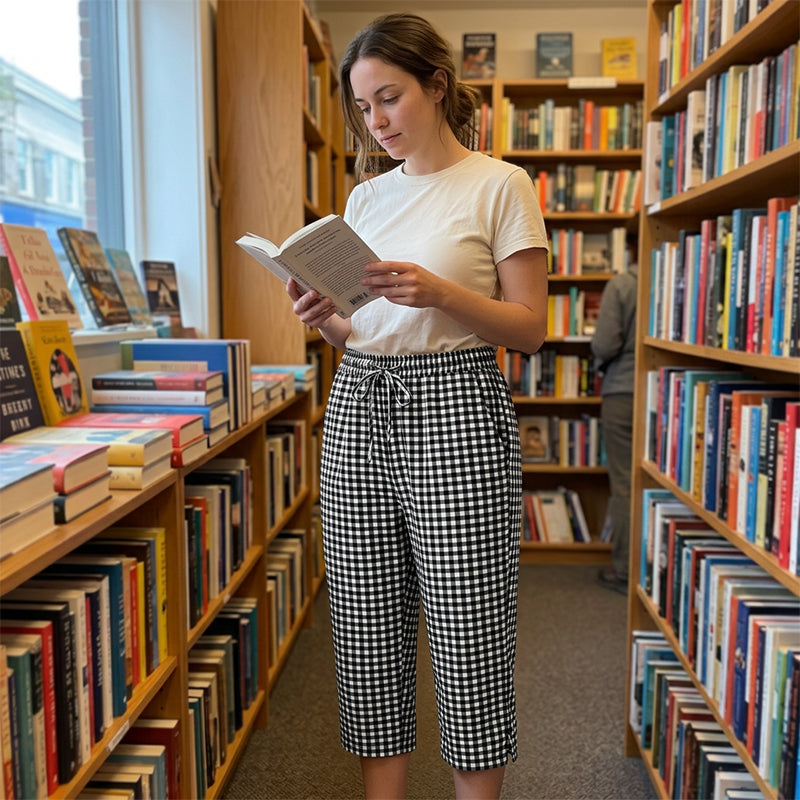 🔥 50% OFF TODAY! 👖 Women's Summer Plaid Capri Pants ✨ Lightweight, Breathable & Effortlessly Stylish