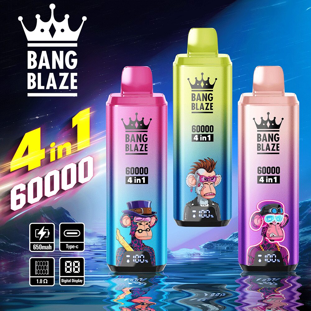 Bang Blaze 60000 – 4 flavors in a single device! 🔥 Fast shipping in 1–5 days. 🚚 Tax- and duty-free. 💨 Up to 60,000 puffs of pure flavor! Buy it now and save! ⚡