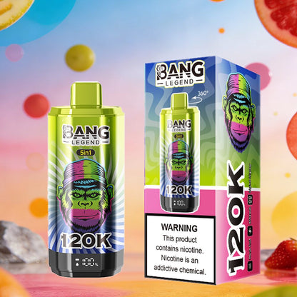 Bang Legend 120000 120K Puffs 5 in 1 Flavors & 5 oil tanks Rechargeable LCD Display Disposable Vape EU Warehouse