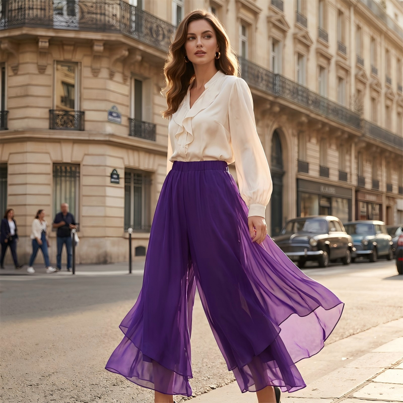 Hope - Chiffon Overlay Wide Leg Trousers