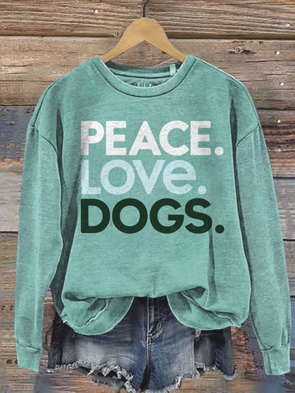 Peace Love Dog Art Print Casual  Sweatshirt
