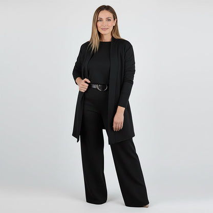 New Arrival✨3-Piece Set with Short Sleeve Top, Wide-Leg Pants & Long Cardigan – Effortless Layered Style