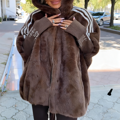 Alara - Faux Fur Zip-Up Coat