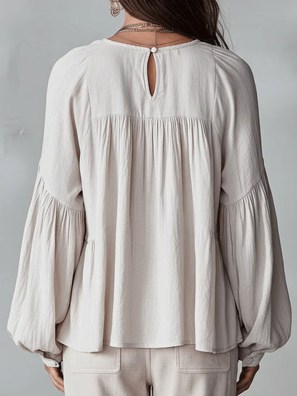 Narella - Ruffle V-Neck Blouse