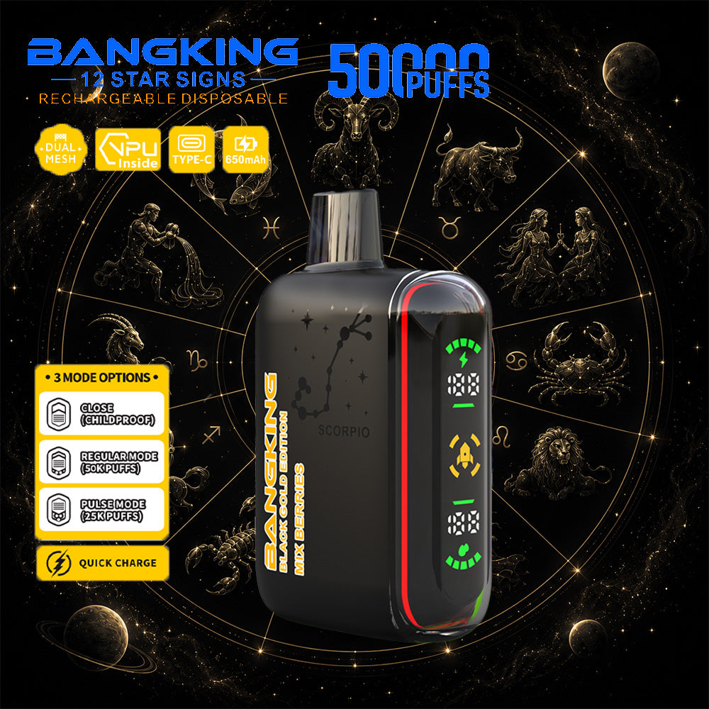 Bang King 12 Star Signs 50K 50000 Puffs Dual Mesh LED Display Disposable Vape