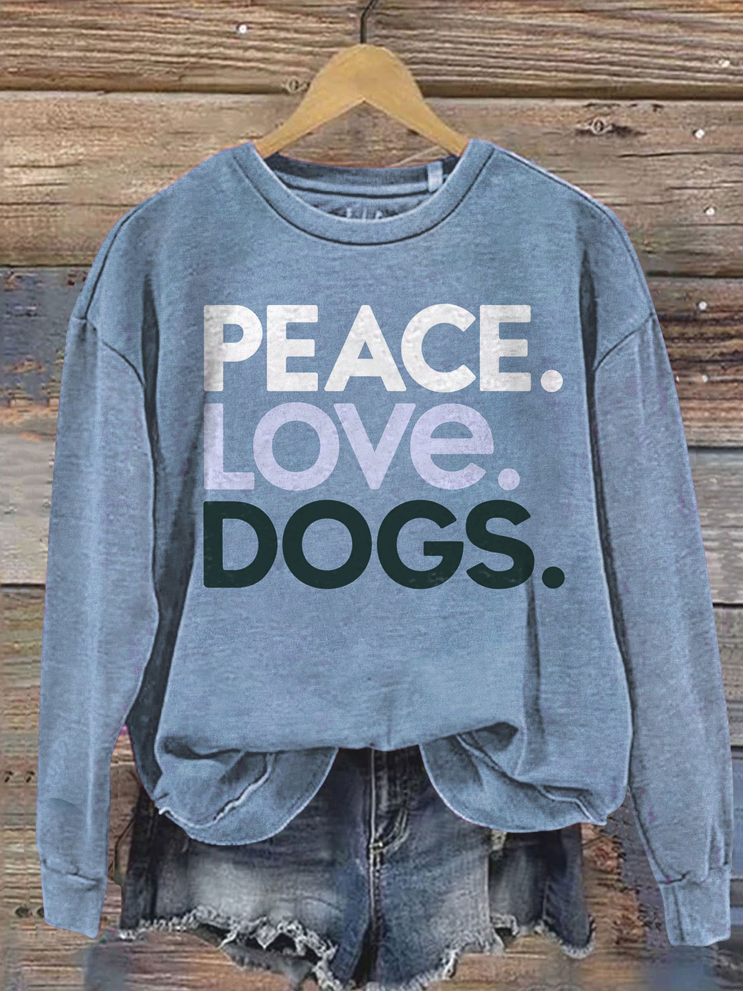 Peace Love Dog Art Print Casual  Sweatshirt