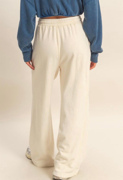 Wide Leg French Terry Pant Alpaca Beige