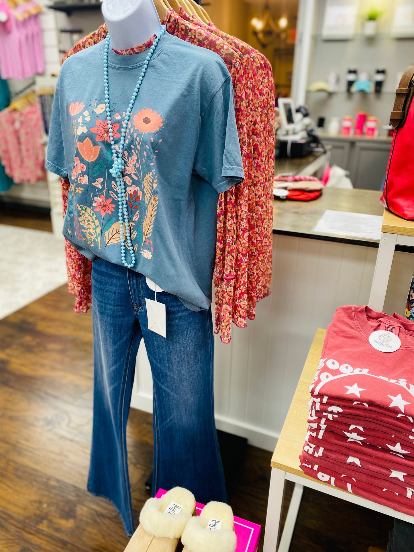 Comfort Colors Ice Blue Field Of Flowers Tee
