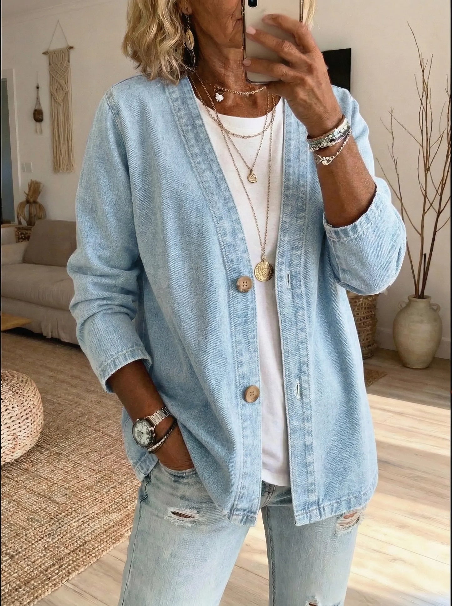 Women's Casual Denim Cardigan