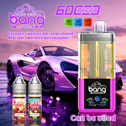 Bang 60K 60000 Puffs Dual Flavors Rechargeable Original Refillable Oil Vape