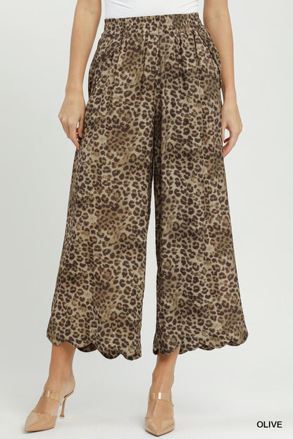 UMGEE Leopard Wide Leg Pant Olive Mix