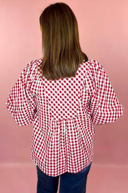 UMGEE Red Gingham Checkered Top