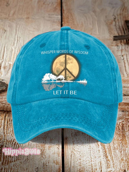 Hippie Guitar Lake Whisper Words Of Wisdom Let It Be Print Baseball Cap
