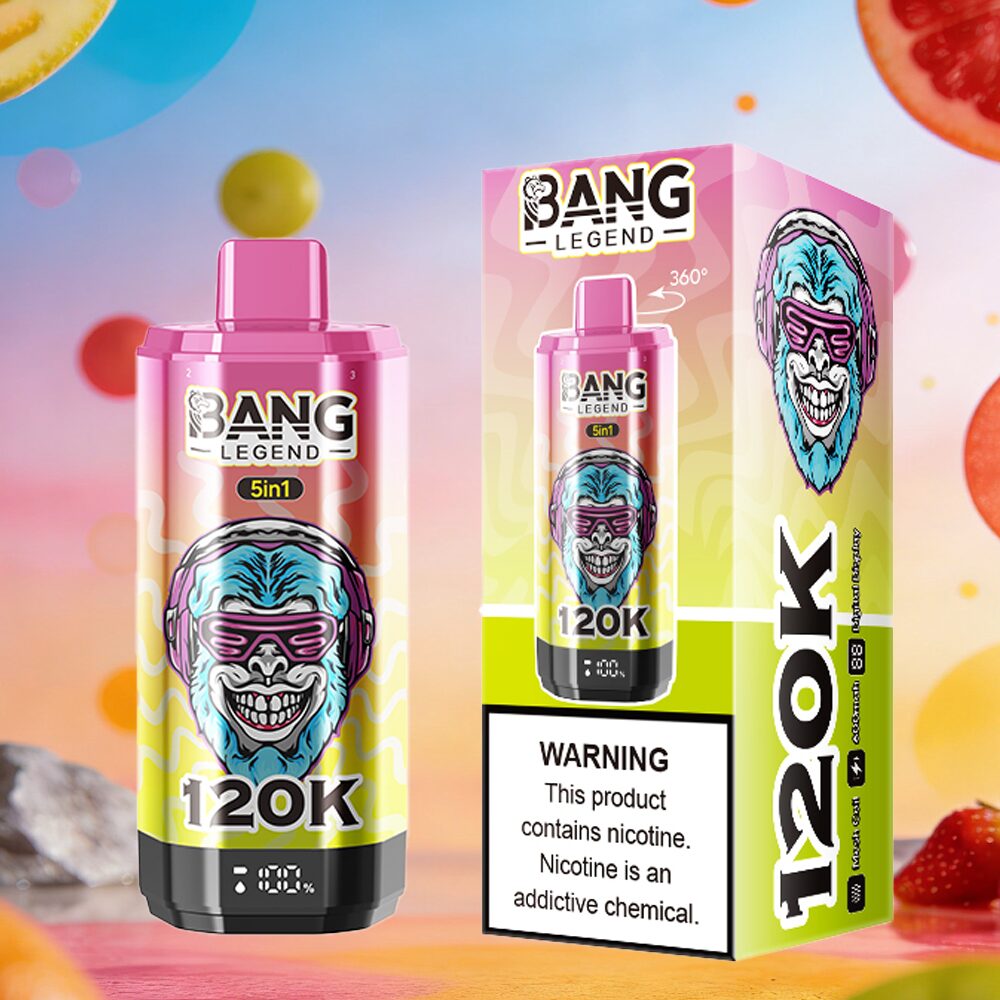 Bang Legend 120000 120K Puffs 5 in 1 Flavors & 5 oil tanks Rechargeable LCD Display Disposable Vape EU Warehouse