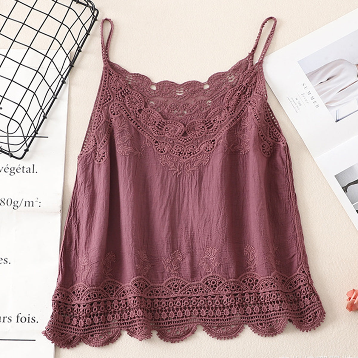 Women's Embroidery Cotton And Linen Camisole