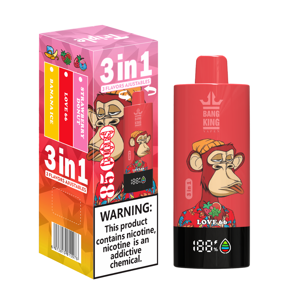Bang King 85000 85k Puffs 3 in 1 Flavors Newest Original Rechargeable LCD Display Disposable Vape
