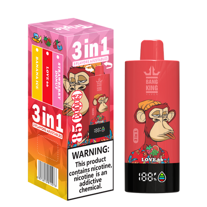 Bang King 85000 85k Puffs 3 in 1 Flavors Newest Original Rechargeable LCD Display Disposable Vape