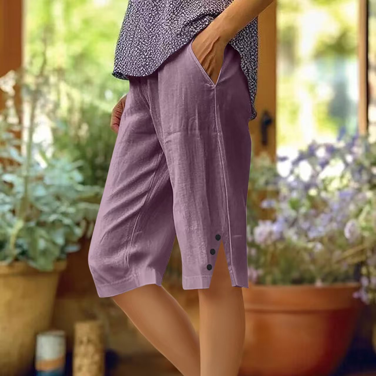 Casual Loose Pocket Cotton Linen Pants