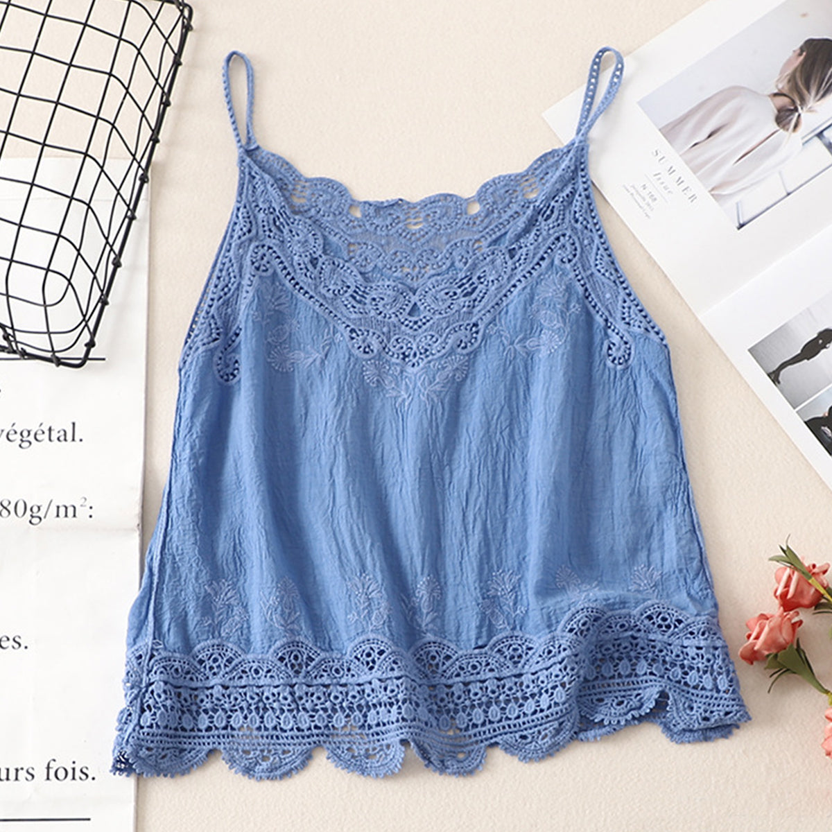 Women's Embroidery Cotton And Linen Camisole