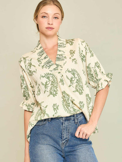 UMGEE Paris Paisley Top Green Mix