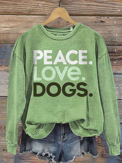 Peace Love Dog Art Print Casual  Sweatshirt